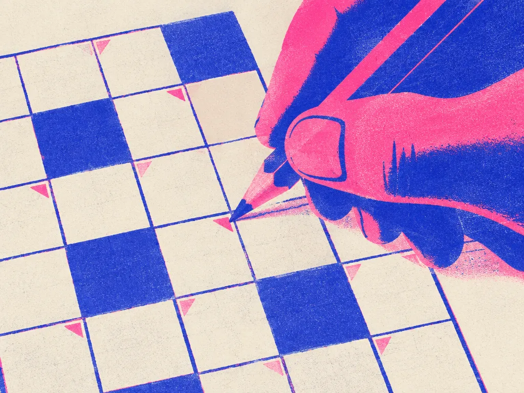 En hand skriver små blyertssiffror i hörnen av rutorna i ett pussel