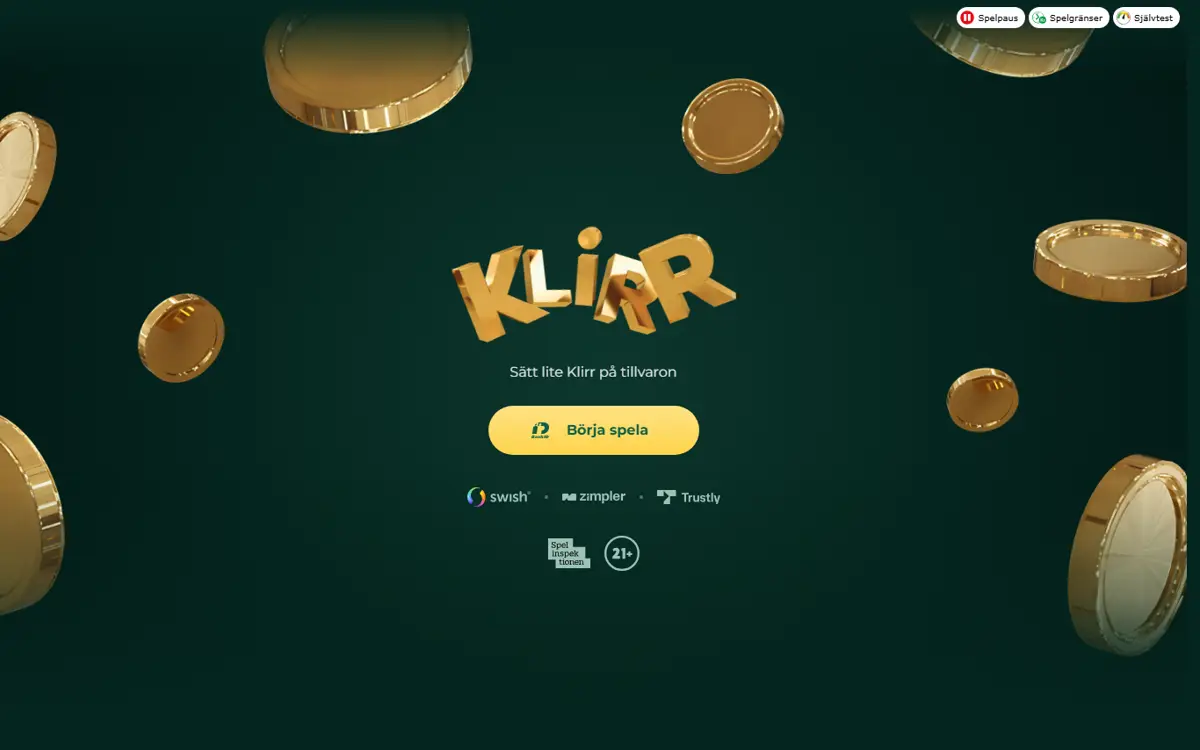 Startsidan hos Klirr